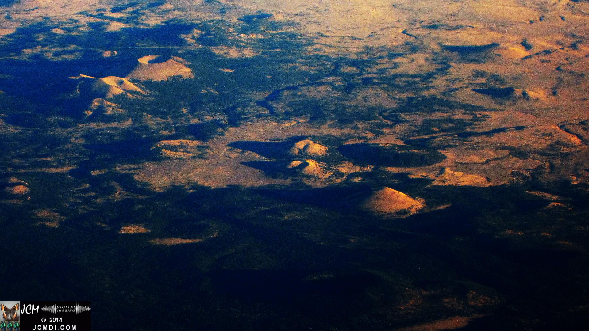 Aerial view of weird volcanic wonders from 34000 feet